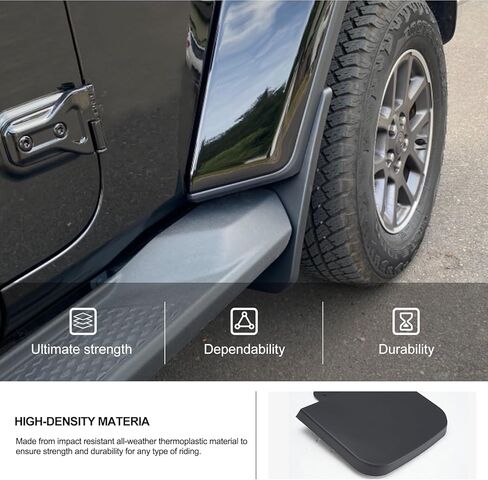 اللوحات الطينية، متوافقة مع ملحقات Jeep Gladiator 2020-2025، واقيات الطين الأمامية والخلفية شديدة التحمل تحل محل OEM # 82215611 82215332AB (لا تناسب متوافقة مع Rubicon Mojave) in Saudi Arabia