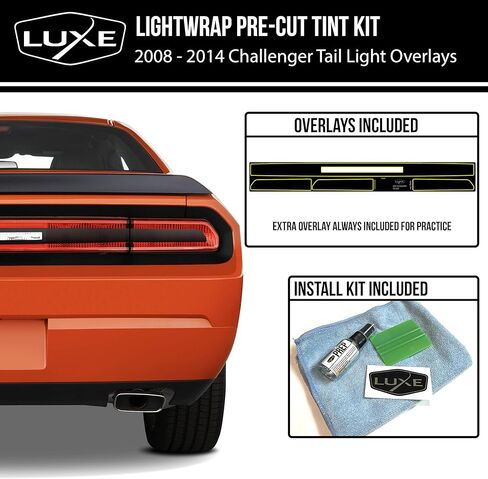 طقم صبغة ضوء خلفي من Luxe Auto Concepts لأضواء دودج تشالنجر الخلفية لعام 2008-14 - شبح الدخان الداكن | تراكبات الفينيل المقطوعة بدقة | طبقة LightWrap للتطبيق الجاف الملون in Kuwait