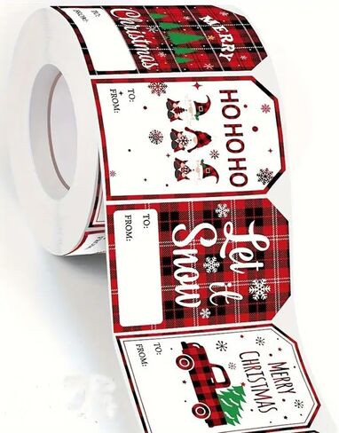 100pcs Festive Christmas Gift Tags – Santa Claus, Snowman & Reindeer Patterns – Perfect for Holiday Gifting in Saudi Arabia