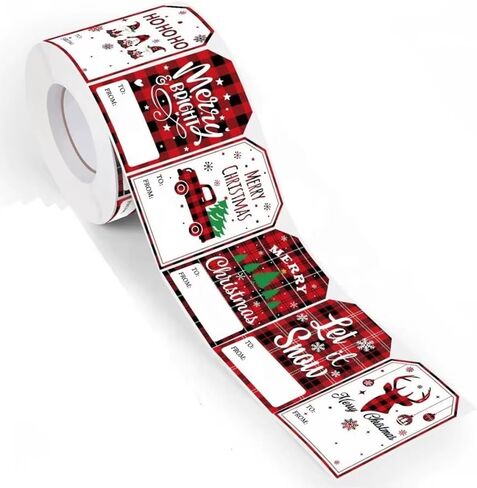100pcs Festive Christmas Gift Tags – Santa Claus, Snowman & Reindeer Patterns – Perfect for Holiday Gifting in Saudi Arabia