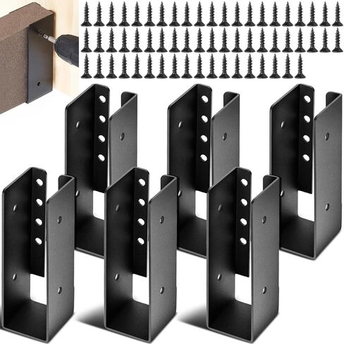 Blulu 30 Pcs Concealed Joist Hanger with Screws 2'' x 4'' Outdoor Concealed Flange Joist Bracket Steel Powder Coated Concealed Mount Light Joist Hangers for Beam Swing Handrail Fence Wood in Kuwait