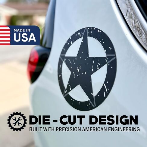 US Army Military Star Car Magnet for Car, Truck, Jeep Wrangler, Made in USA Die-Cut Jeep Star Tattered Design Magnet (8 inches Wide) in Saudi Arabia