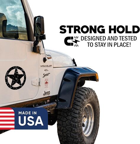 US Army Military Star Car Magnet for Car, Truck, Jeep Wrangler, Made in USA Die-Cut Jeep Star Tattered Design Magnet (8 inches Wide) in Saudi Arabia
