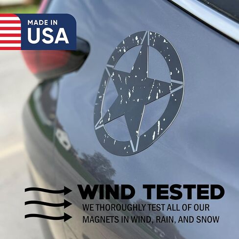 US Army Military Star Car Magnet for Car, Truck, Jeep Wrangler, Made in USA Die-Cut Jeep Star Tattered Design Magnet (8 inches Wide) in Saudi Arabia