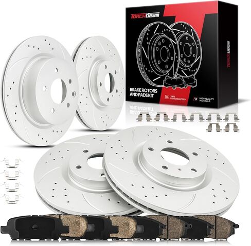 Front Brake Rotors and Pads kit Torchbeam replacement for 2010-2016 SRX, 2011 9-4X, 55177+D1422 Drilled and Slotted Brake Rotors Ceramic Brake Pads in Saudi Arabia