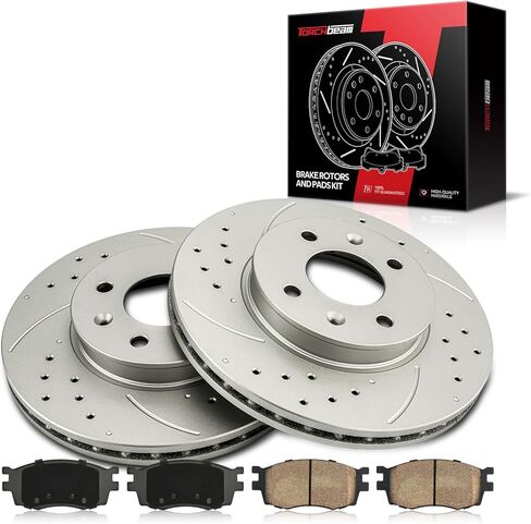 Front Brake Rotors and Pads kit Torchbeam replacement for 2010-2016 SRX, 2011 9-4X, 55177+D1422 Drilled and Slotted Brake Rotors Ceramic Brake Pads in Saudi Arabia