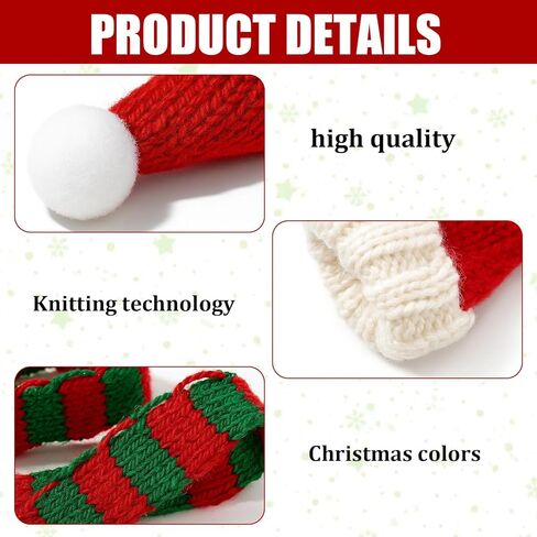 32 Pieces Miniature ,HatsMini Hats for Crafts, 8 Green Hats and RED Hats, 8 Red and GreenScarves, 8 Red and White Scarves, Cotton Material for DIY Projects, Holiday Decorations in Kuwait