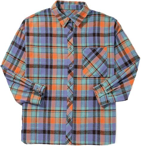 SELINK Girls Long Sleeve Flannel Shirt Kids Buffalo Plaid Button Down Shirt Casual Cute Flannel Blouse Tops in Kuwait