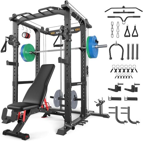 Sportsroyals Power Cage,1600lbs Multi-Function Power Rack with Adjustable Cable Crossover System and More Training Attachment, Weight Cage for Home Gym in Saudi Arabia