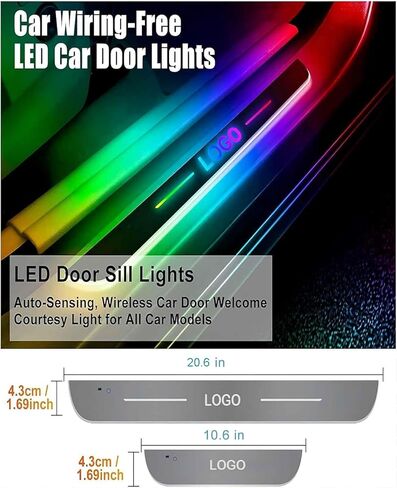 Car Door Sills Led, Custom Logo Or Text Led Door Sills for Car, Compatible with Most Models, 7 Colors/28 Change Modes, Auto-Sensing, Welcome Courtesy Lights in Saudi Arabia