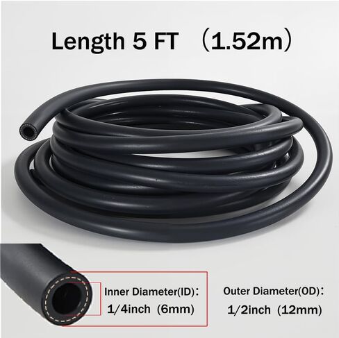 1/4 خط الوقود، خرطوم مطاطي 1/4 بوصة معرف، خرطوم الوقود 5FT للسيارات (1/4 بوصة معرف 5 قدم) in Saudi Arabia