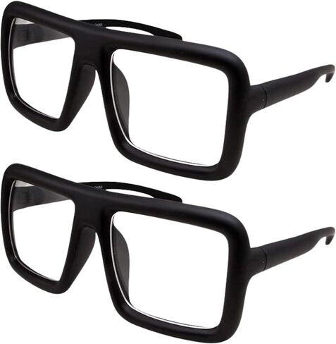 grinderPUNCH Thick Square Frame Clear Lens Glasses Eyeglasses Super Oversized Fashion and Costume in Kuwait