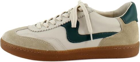 Dolce Vita Women's NOTICE Sneaker, WHITE/GREEN LEATHER, 9.5 in Saudi Arabia