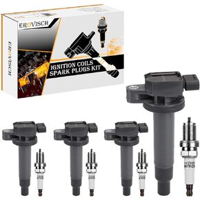 حزمة 4 ملف إشعال UF316 وقابس شرارة - متوافق مع Toyota 2004-2006 Scion xA xB، 2000-2005 Echo، Prius C Yaris - محرك 1.5L L4 - يستبدل # 90919-02240 C1305 in Kuwait