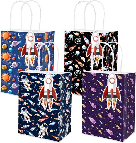 MUZRUYOU Christmas Gift Bags, Santa Claus and Snowman Holiday Paper Bags, Reusable Treat Bags for Gifts, Parties, and Holiday Wrapping, 16 Pack Christmas Themed Gift Bags in 4 Styles, Party Favors in Saudi Arabia