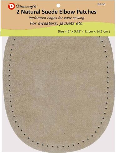 -2 Sew-on Large Natural Suede Leather Elbow Patches Size 4.5 in x 5.75 in w/Perforated Edges for Easy Sewing LSW - (Sand) in Saudi Arabia