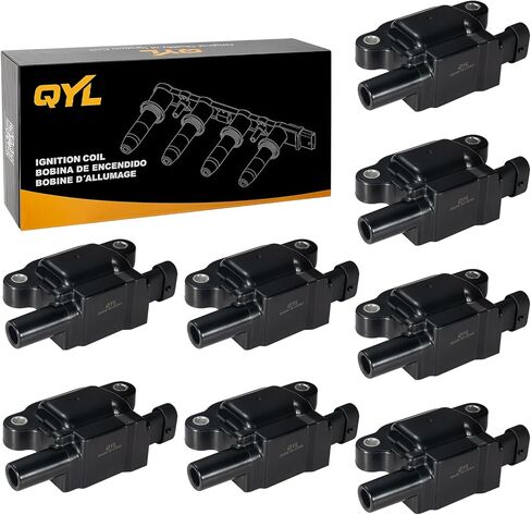 QYL Set of 8 Square Ignition Coil Pack Compatible with Chevrolet GMC Cadillac Camaro Corvette Express Impala CTS Rainier Avalanche Silverado Suburban Savana V8 Replacement for UF413 12611424 12570616 in Saudi Arabia
