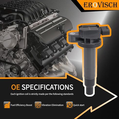 Pack 4 UF316 Ignition Coil & Spark Plug - Compatible with Toyota 2004-2006 Scion xA xB, 2000-2005 Echo, Prius C Yaris - 1.5L L4 Engine - Replaces # 90919-02240 C1305 in Kuwait