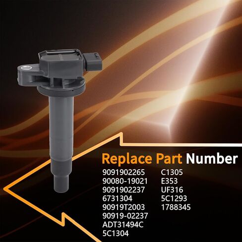 Pack 4 UF316 Ignition Coil & Spark Plug - Compatible with Toyota 2004-2006 Scion xA xB, 2000-2005 Echo, Prius C Yaris - 1.5L L4 Engine - Replaces # 90919-02240 C1305 in Kuwait