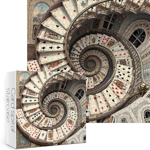 Vintage Card Spiral Staircase Puzzles for Adults 1000 Pieces. Fantasy Playing Card Jigsaw Puzzles. Challenging Cool,Magic,Art Puzzles in Saudi Arabia