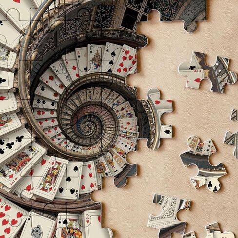 Vintage Card Spiral Staircase Puzzles for Adults 1000 Pieces. Fantasy Playing Card Jigsaw Puzzles. Challenging Cool,Magic,Art Puzzles in Saudi Arabia