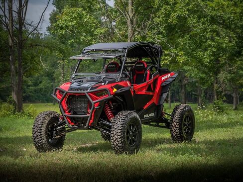 SuperATV Scratch Resistant 1/4" Polycarbonate Flip Windshield for Polaris RZR XP Turbo S (See Fitment), Full, Half, Vented Positions, XR Optic Hard Coating, Pre-Assembled, Easy Install, USA Made in Saudi Arabia