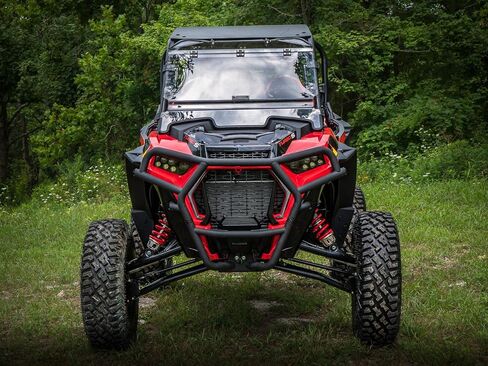 SuperATV Scratch Resistant 1/4" Polycarbonate Flip Windshield for Polaris RZR XP Turbo S (See Fitment), Full, Half, Vented Positions, XR Optic Hard Coating, Pre-Assembled, Easy Install, USA Made in Saudi Arabia