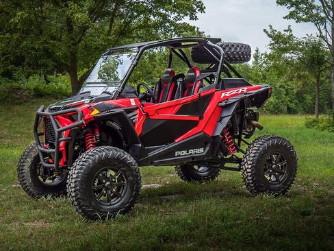 SuperATV Scratch Resistant 1/4" Polycarbonate Flip Windshield for Polaris RZR XP Turbo S (See Fitment), Full, Half, Vented Positions, XR Optic Hard Coating, Pre-Assembled, Easy Install, USA Made in Saudi Arabia