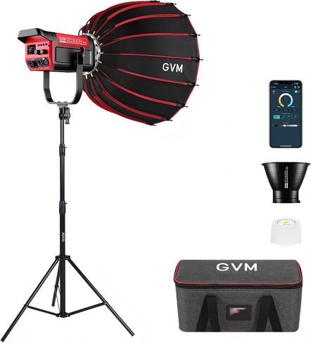 ضوء فيديو LED ثنائي اللون، إضاءة تصوير فوتوغرافي GVM 200 وات مع حامل بوينز، إضاءة LED مستمرة قابلة للتعتيم 3200K-5600K، CRI97+، نظام التحكم في التطبيق، يوتيوب، مجموعة إضاءة استوديو بورتريه مع صندوق إضاءة in Saudi Arabia