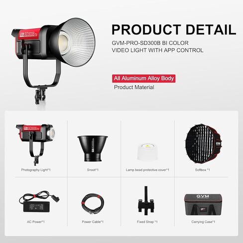 ضوء فيديو LED ثنائي اللون، إضاءة تصوير فوتوغرافي GVM 200 وات مع حامل بوينز، إضاءة LED مستمرة قابلة للتعتيم 3200K-5600K، CRI97+، نظام التحكم في التطبيق، يوتيوب، مجموعة إضاءة استوديو بورتريه مع صندوق إضاءة in Saudi Arabia