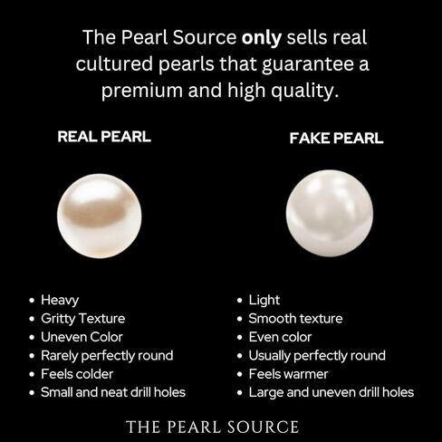 The Pearl Source 14K Gold 7.0-7.5mm AAA Quality Round Genuine White Japanese Akoya Saltwater Cultured Pearl Necklace in 18" Princess Length for Women in Kuwait