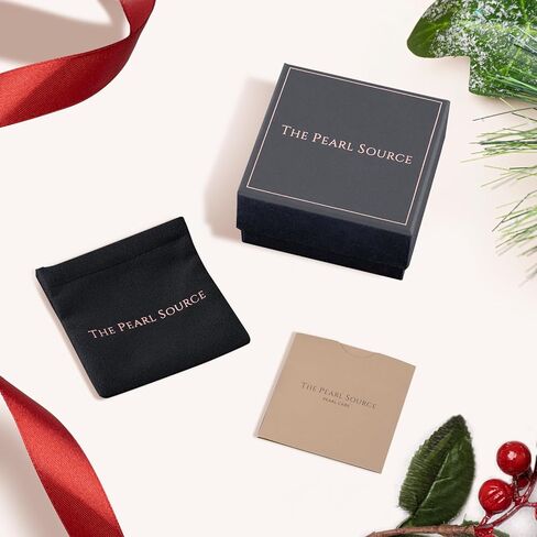 The Pearl Source 14K Gold 7.0-7.5mm AAA Quality Round Genuine White Japanese Akoya Saltwater Cultured Pearl Necklace in 18" Princess Length for Women in Kuwait