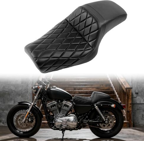 مقعد دراجة نارية من DREAMZIER، مقعد من قطعة واحدة متوافق مع Harley Sportster XL883 XL1200 X48 (2004-2006، 2010-2022)، مقعد الركاب للسائق الخلفي الأمامي لـ 3.3-4.5 جالون in Saudi Arabia