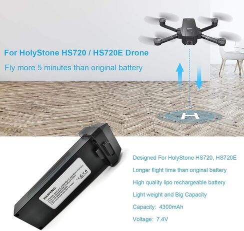 4300mAh 7.4V HS720 Drone Battery Replacement for Holystone HS720/HS720E - 30min Extended Flight LiPo Battery (PC Fireproof, Lightweight) (2 Pack) in Saudi Arabia