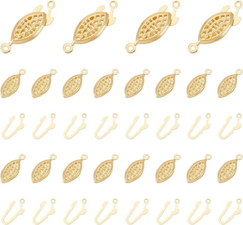 UNICRAFTALE 30Pcs 24K Gold Plated Golden Filigree Box Necklace Clasps Stainless Steel Oval Fish Hook Clasp Horse Eye Multi-Strand Clasp Bracelet Connectors for Layered Necklaces Jewelry Making in Saudi Arabia