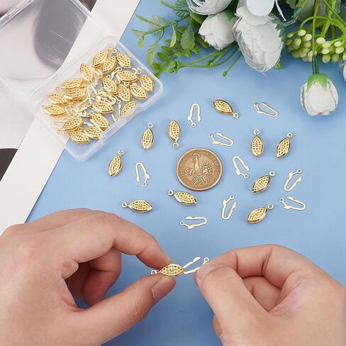 UNICRAFTALE 30Pcs 24K Gold Plated Golden Filigree Box Necklace Clasps Stainless Steel Oval Fish Hook Clasp Horse Eye Multi-Strand Clasp Bracelet Connectors for Layered Necklaces Jewelry Making in Saudi Arabia