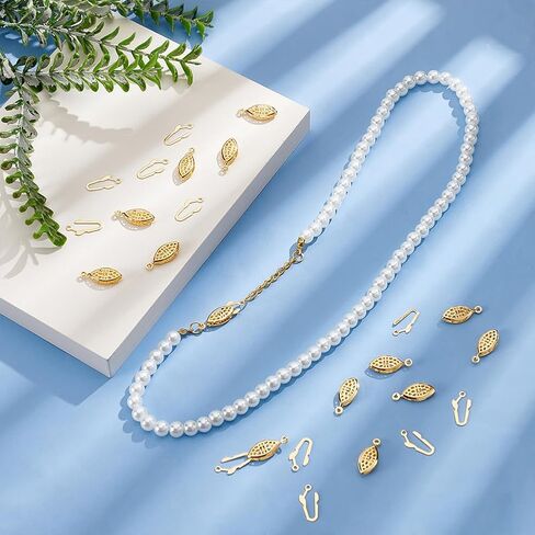 UNICRAFTALE 30Pcs 24K Gold Plated Golden Filigree Box Necklace Clasps Stainless Steel Oval Fish Hook Clasp Horse Eye Multi-Strand Clasp Bracelet Connectors for Layered Necklaces Jewelry Making in Saudi Arabia