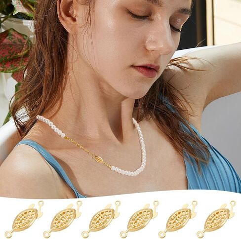 UNICRAFTALE 30Pcs 24K Gold Plated Golden Filigree Box Necklace Clasps Stainless Steel Oval Fish Hook Clasp Horse Eye Multi-Strand Clasp Bracelet Connectors for Layered Necklaces Jewelry Making in Saudi Arabia