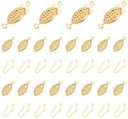 UNICRAFTALE 30Pcs 24K Gold Plated Golden Filigree Box Necklace Clasps Stainless Steel Oval Fish Hook Clasp Horse Eye Multi-Strand Clasp Bracelet Connectors for Layered Necklaces Jewelry Making in Saudi Arabia