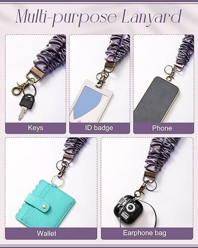 2-Pcs Stretchy Scrunchie Lanyard for Keys, Id Card Holder, Wallet - Aesthetic Long Lanyard in Saudi Arabia