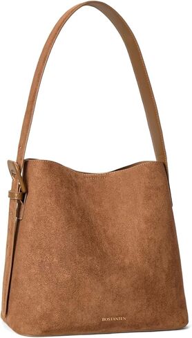 BOSTANTEN Bucket Bag Leather Shoulder Purses for Women Trendy Adjustable Strap in Kuwait