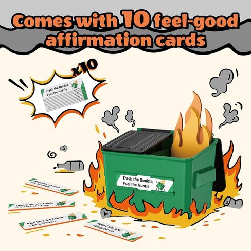 Dumpster Fire Pen Holder & Desk Organizer - Magnetic Novelty Decor for Office, Fridge, or Locker - Includes 10 Affirmation Cards for Stress Relief & Gag Gift in Saudi Arabia