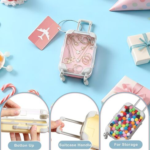 40 قطعة من صناديق هدايا الحفلات الصغيرة من Teecyhooo مع بطاقات الأمتعة، صناديق هدايا صغيرة شفافة للأمتعة لرموش الحلوى والزفاف والسفر وأعياد الميلاد والعزوبية (6.5 × 2.8 × 1.4 بوصة، وردي) in Kuwait