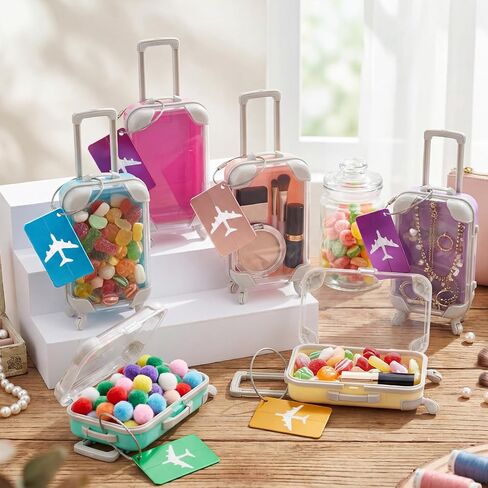 40 قطعة من صناديق هدايا الحفلات الصغيرة من Teecyhooo مع بطاقات الأمتعة، صناديق هدايا صغيرة شفافة للأمتعة لرموش الحلوى والزفاف والسفر وأعياد الميلاد والعزوبية (6.5 × 2.8 × 1.4 بوصة، وردي) in Kuwait