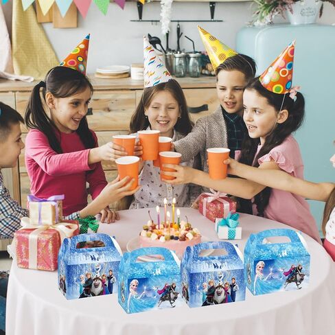 Fnjoe 24pcs Cute Treat Boxes, Blue Snowflakes Party Favor Boxes, Anime Themed Dessert Boxes, Winter Snow Party Supplies in Saudi Arabia