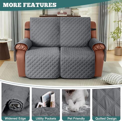 Water Resistant Recliner Chair Cover，Washable Recliner Cover, Non-Slip Chair Seat Cover for Recliner Chair with Elastic Straps for Kids, Dogs, Dark Coffee, 23' in Kuwait