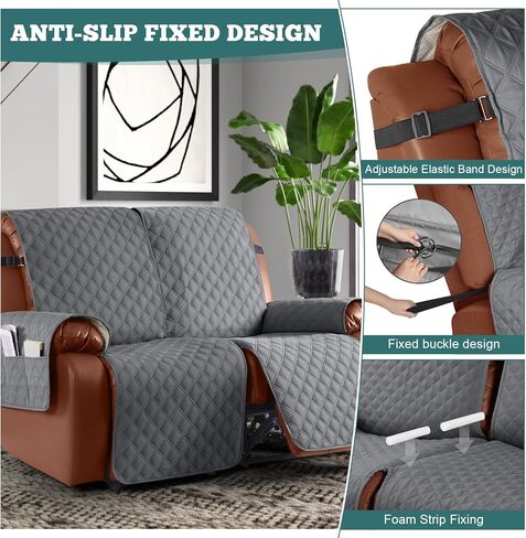 Water Resistant Recliner Chair Cover，Washable Recliner Cover, Non-Slip Chair Seat Cover for Recliner Chair with Elastic Straps for Kids, Dogs, Dark Coffee, 23' in Kuwait