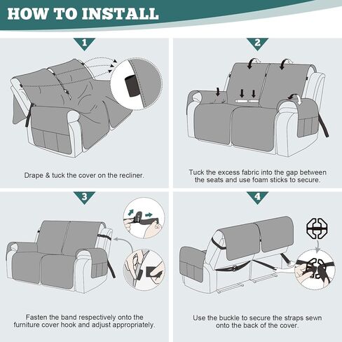 Water Resistant Recliner Chair Cover，Washable Recliner Cover, Non-Slip Chair Seat Cover for Recliner Chair with Elastic Straps for Kids, Dogs, Dark Coffee, 23' in Kuwait