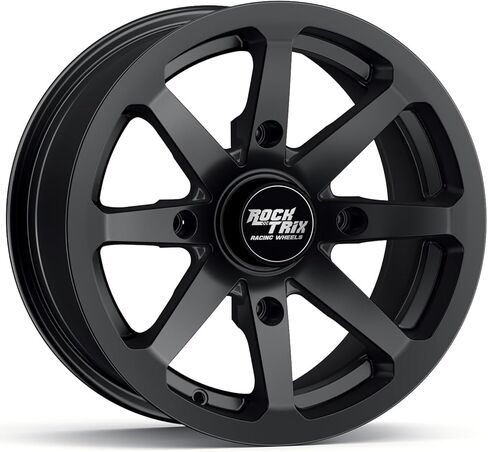 عجلة RockTrix RT102 مقاس 15 بوصة مقاس 15x7، نمط مسمار 4x156، إزاحة 4+3، حافة ATV UTV SxS، متوافقة مع Polaris Sportsman RZR Ranger Ranger Crew، 4/156 أسود غير لامع، قطعة واحدة مفردة in Saudi Arabia