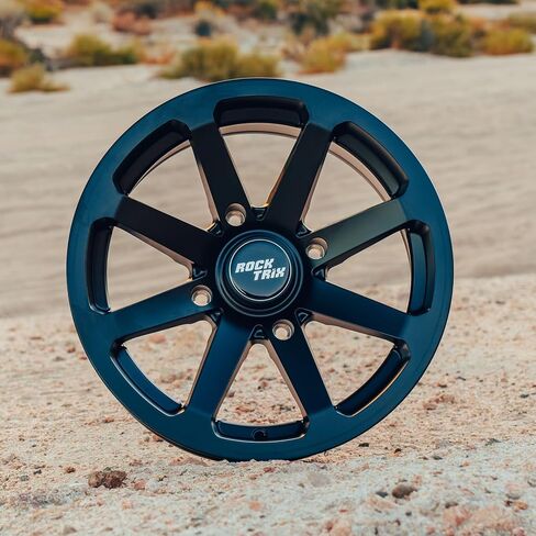 عجلة RockTrix RT102 مقاس 15 بوصة مقاس 15x7، نمط مسمار 4x156، إزاحة 4+3، حافة ATV UTV SxS، متوافقة مع Polaris Sportsman RZR Ranger Ranger Crew، 4/156 أسود غير لامع، قطعة واحدة مفردة in Saudi Arabia